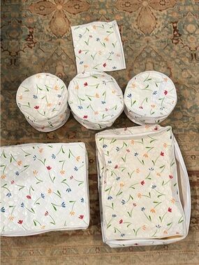 Vintage Set of 6 1980s Quilted Dish Savers Storage